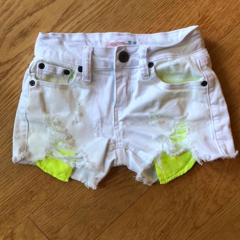 Vintage Havana White Denim Distressed Shorts Girls Size 9 in EUC